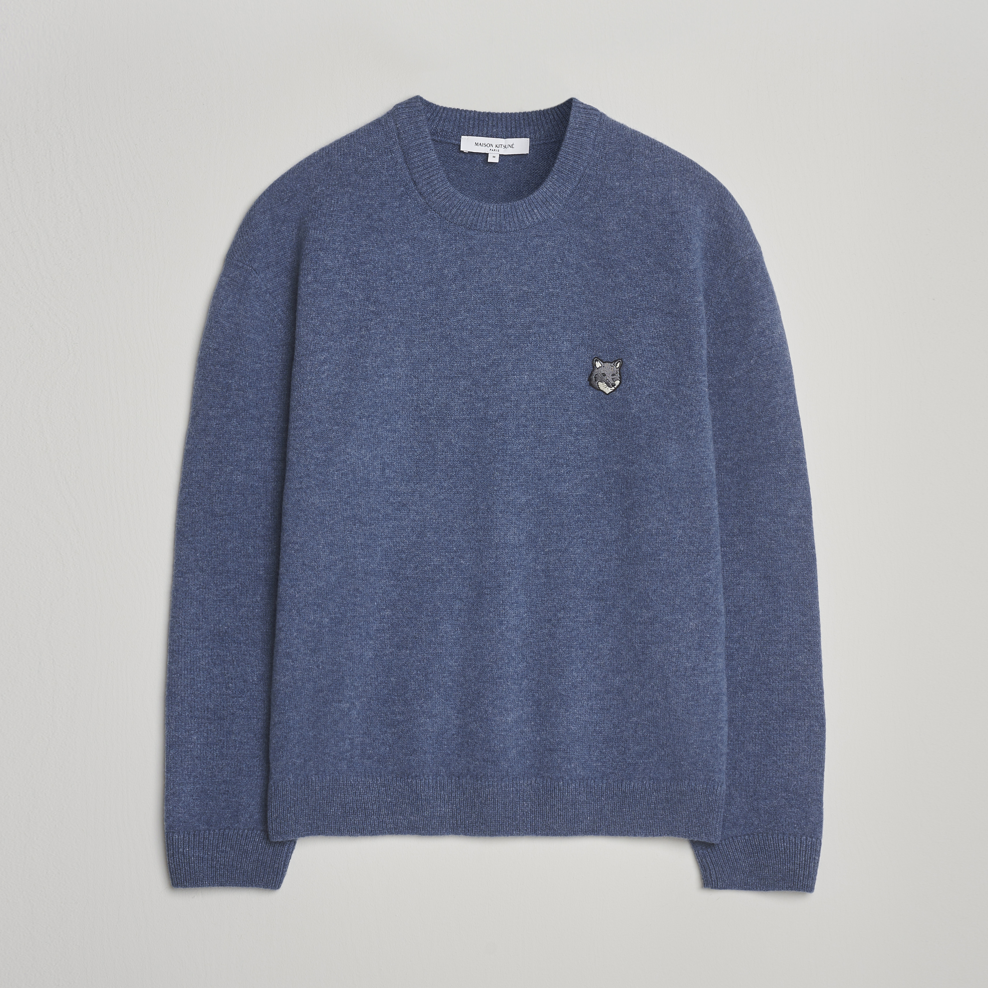 Maison Kitsuné Grey Fox Head Lambswool Sweater Powder Blue at