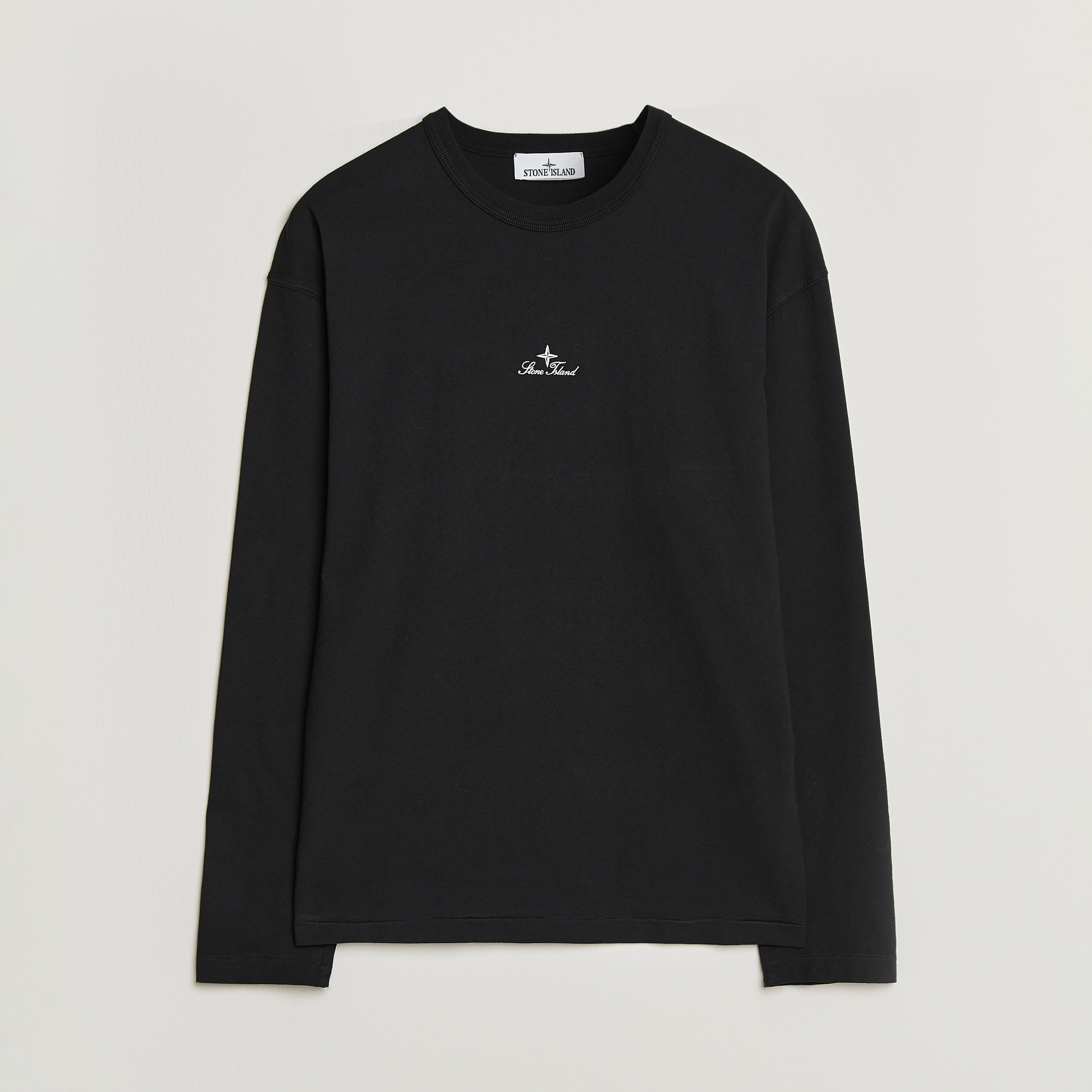 Stone Island Organic Cotton Jersey Long Sleeve Logo T-Shirt Black at CareOf