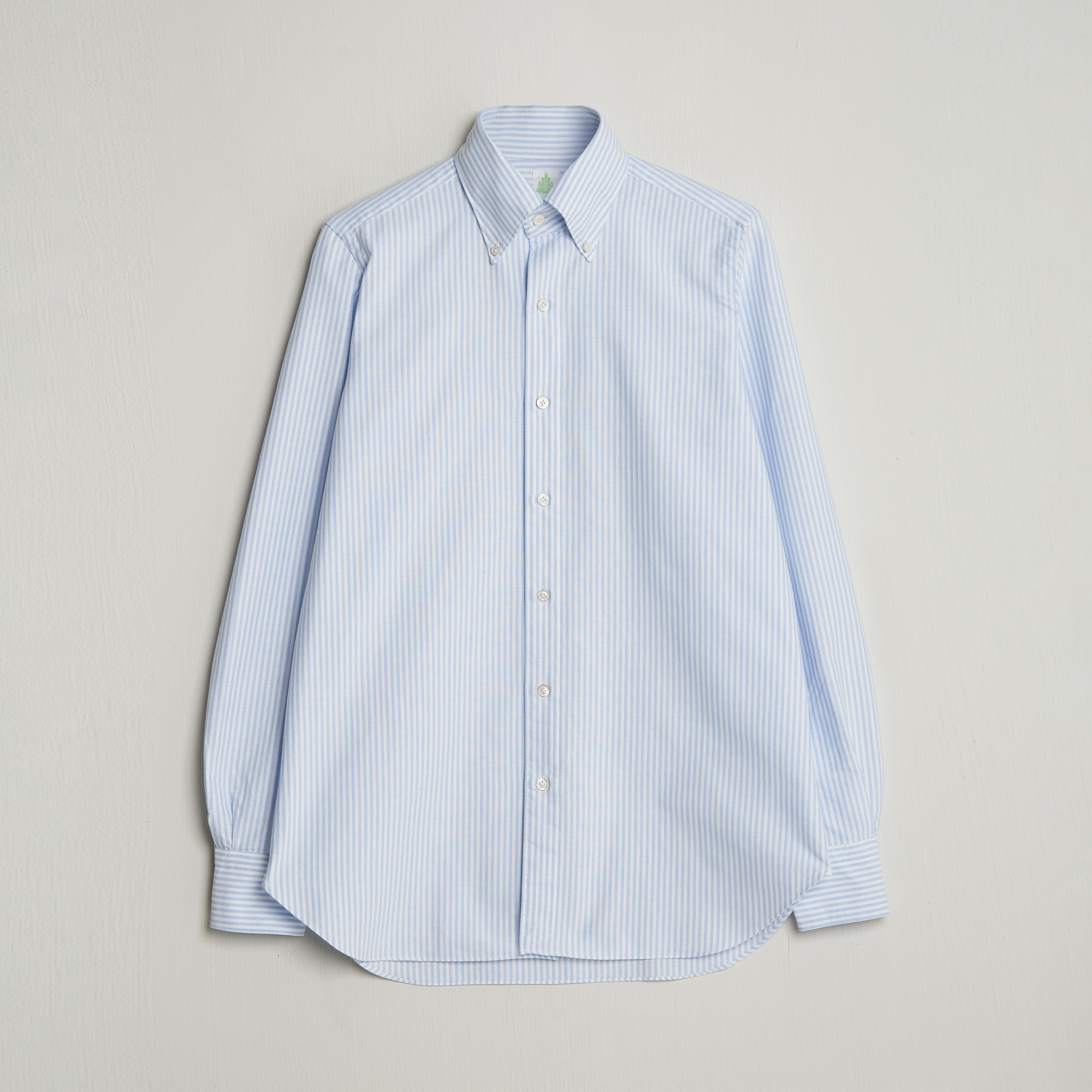 Finamore Napoli Gaeta Oxford Button Down Shirt Light Blue Stripe