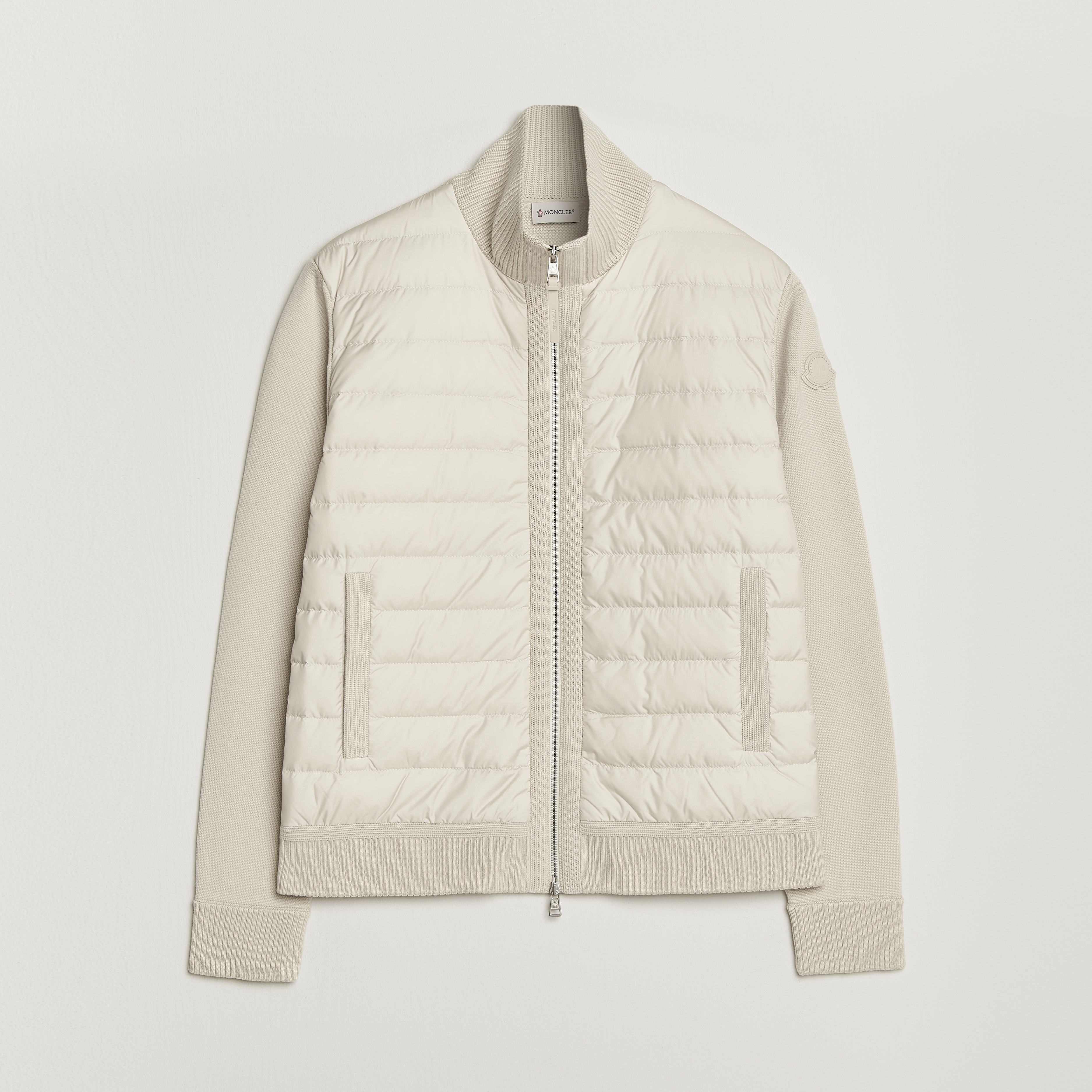 Moncler Luxury Hybrid Zip Cardigan Off White at CareOfCarl.com
