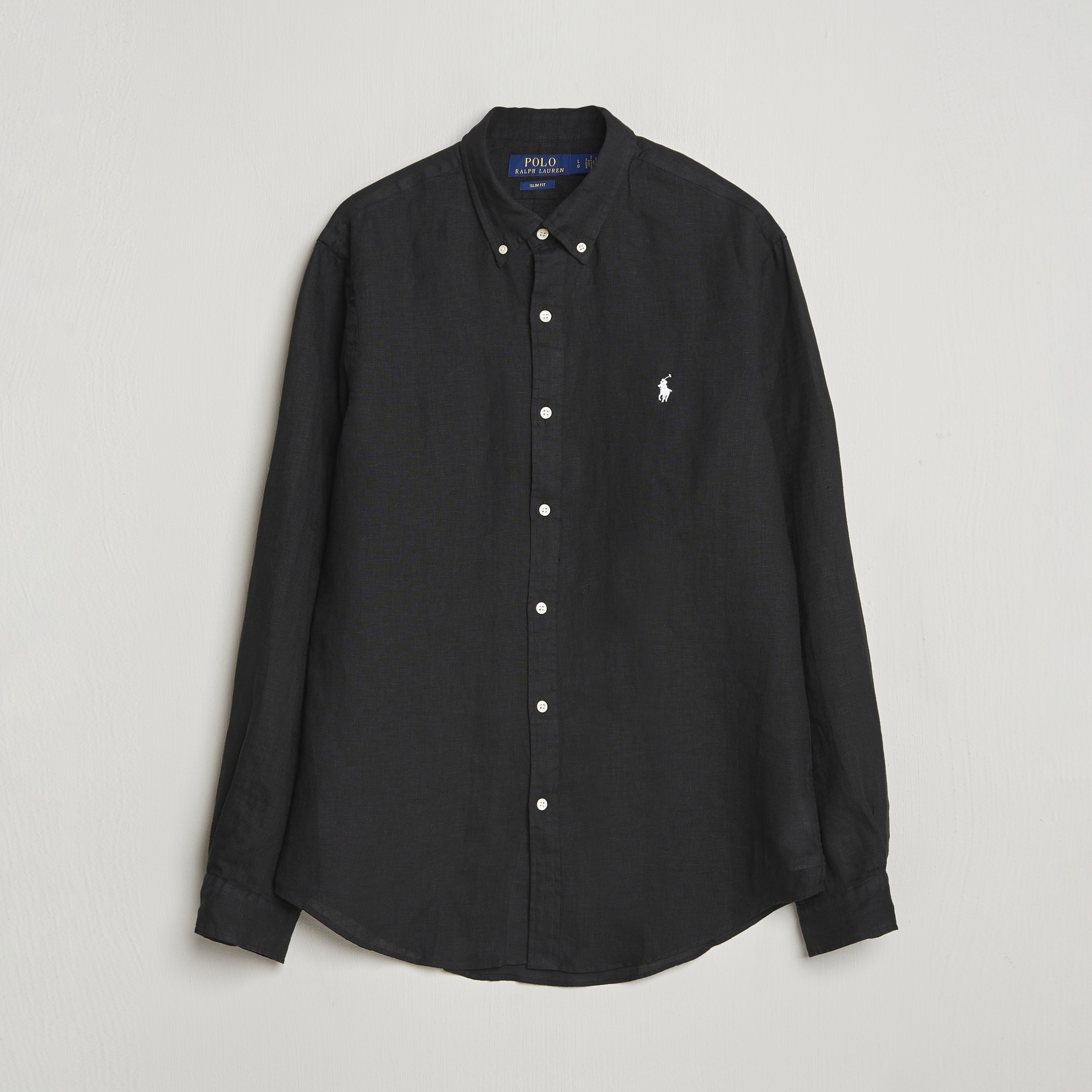 Polo Ralph Lauren Slim Fit Linen Shirt Polo Black at CareOfCarl.com