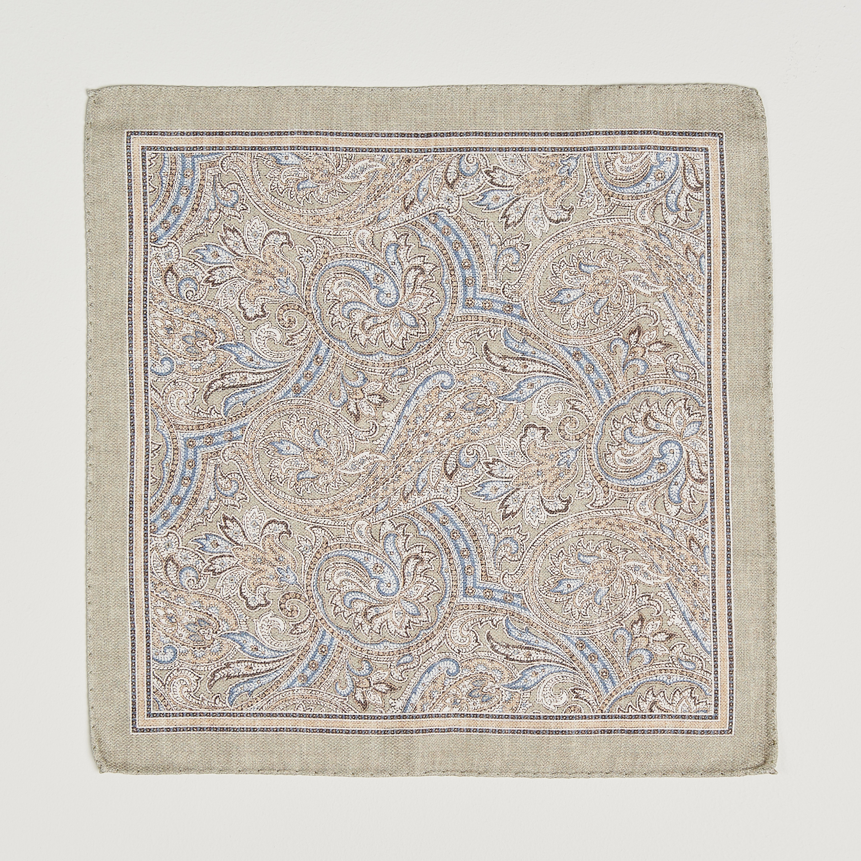 Amanda Christensen Silk Shappe Double Faced Pocket Square Green at CareOfCa