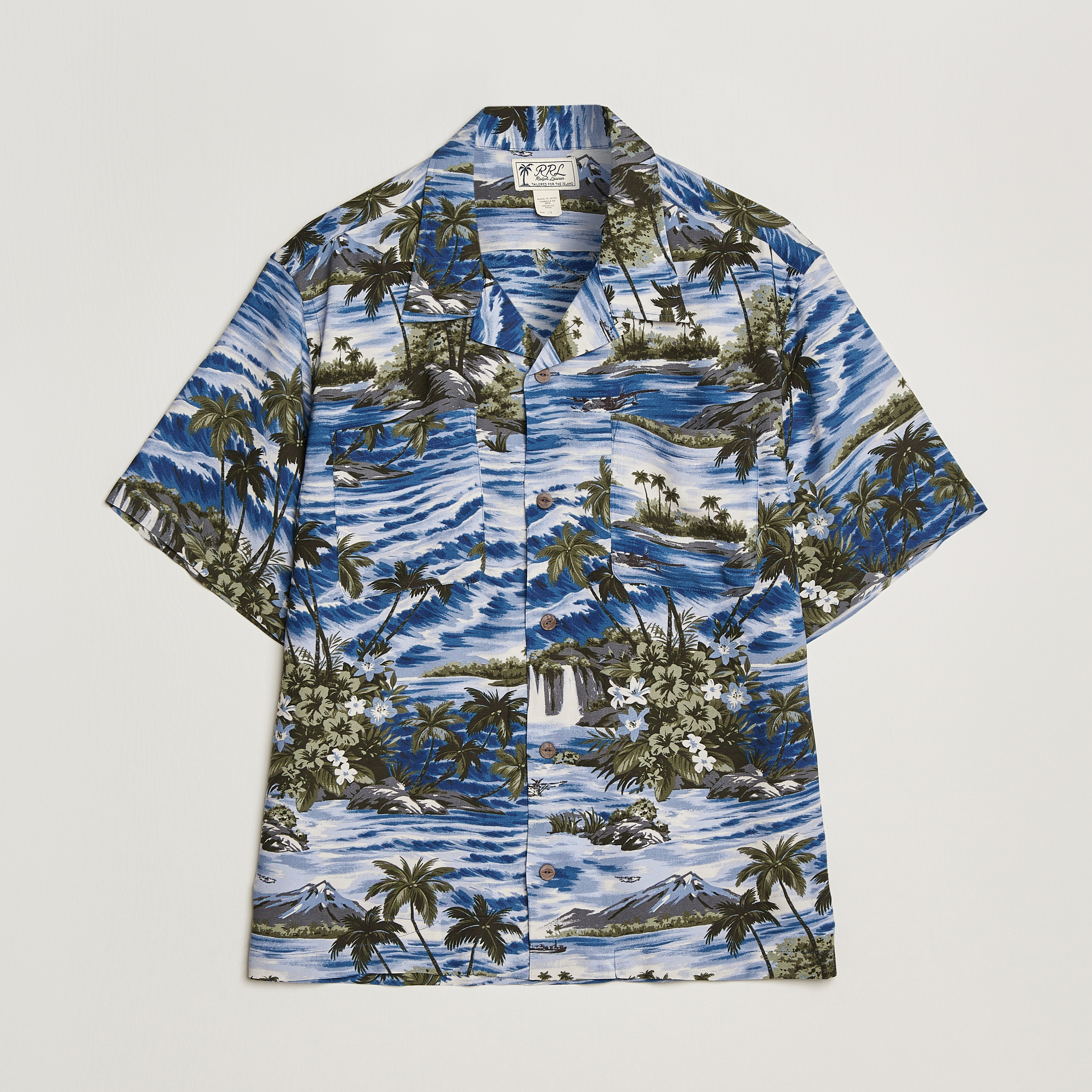 RRL Printed Camp Shirt Blue at CareOfCarl.com