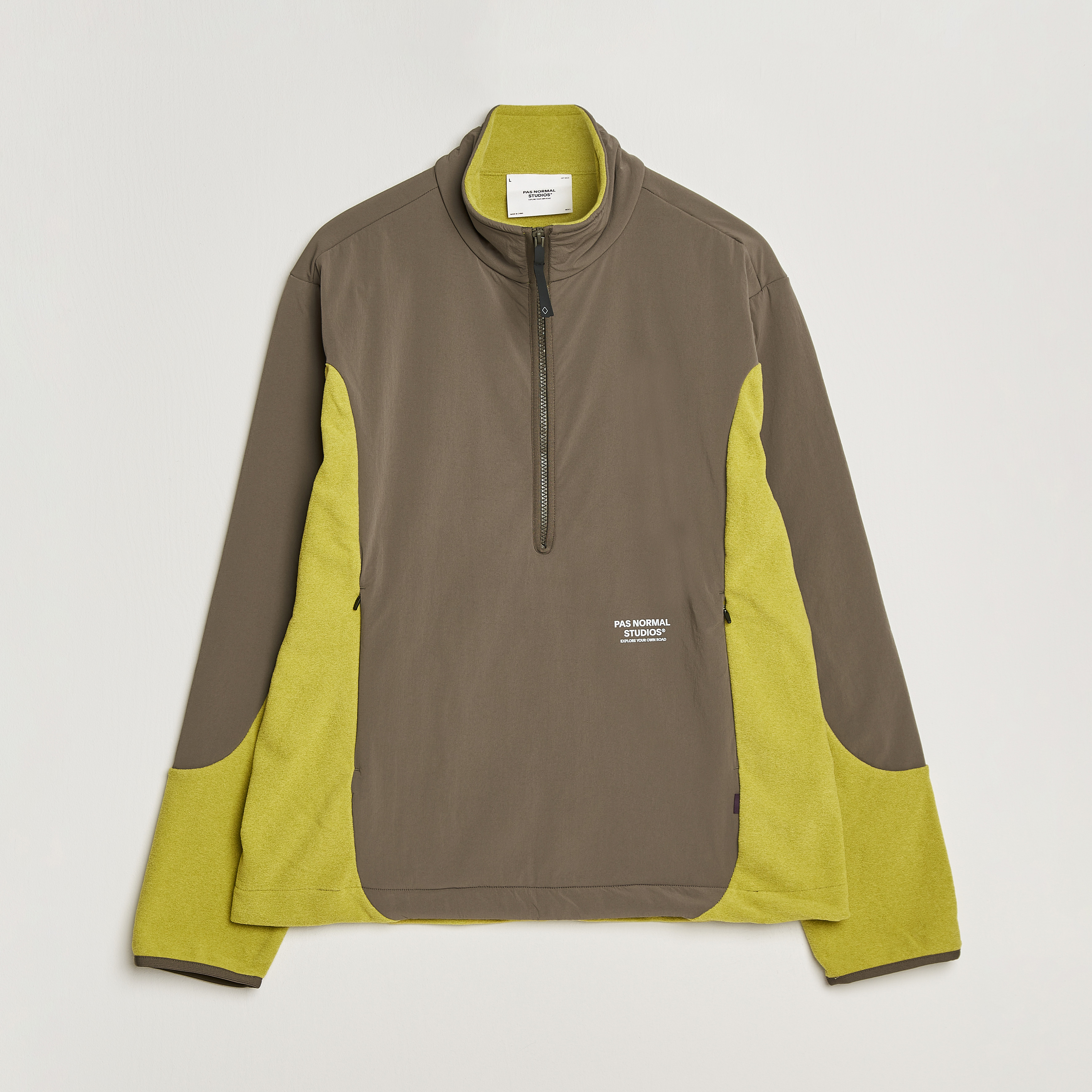 Pas Normal Studios Off Race Light Fleece Half Zip Moss Green at