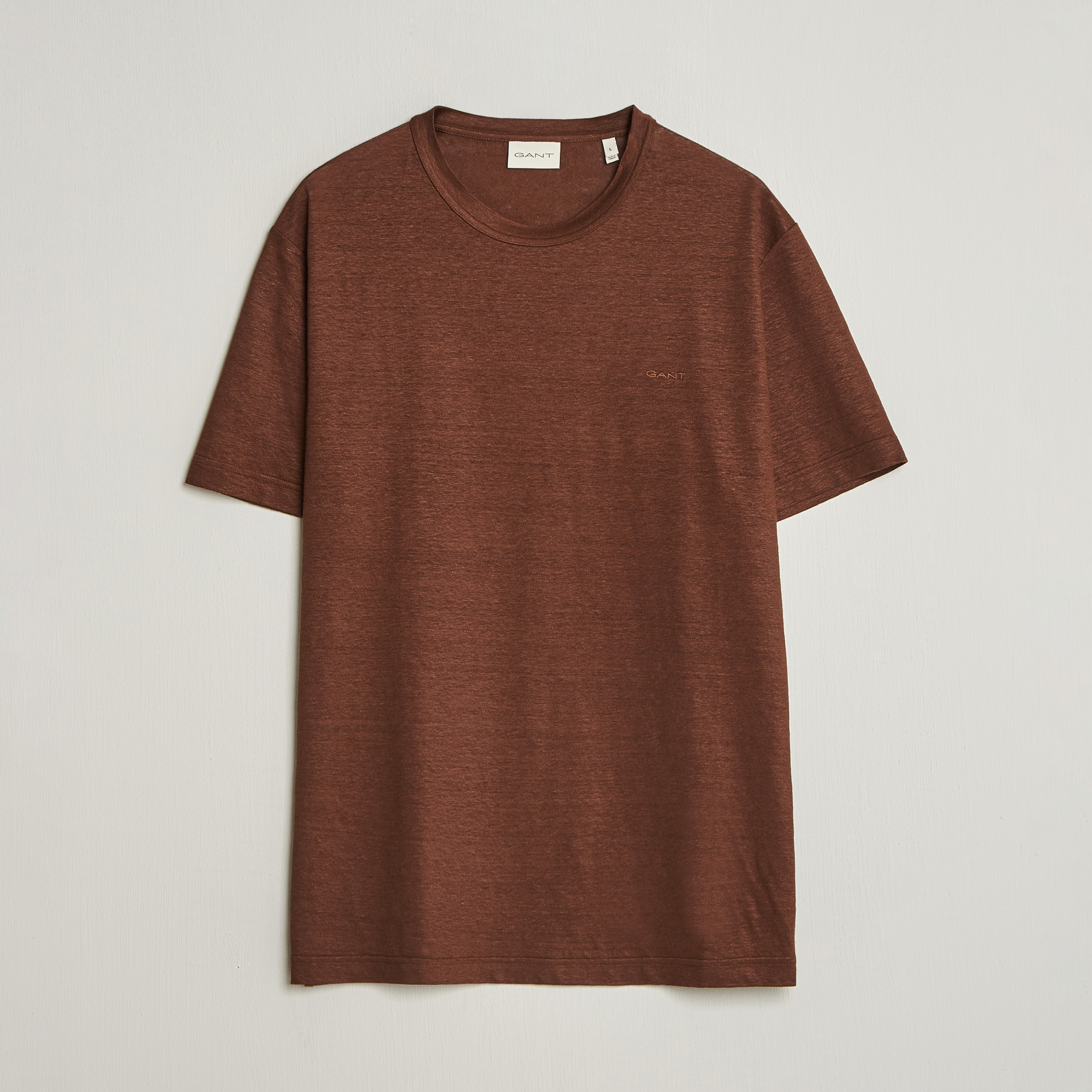 GANT Linen T-Shirt Mahogany Brown at CareOfCarl.com