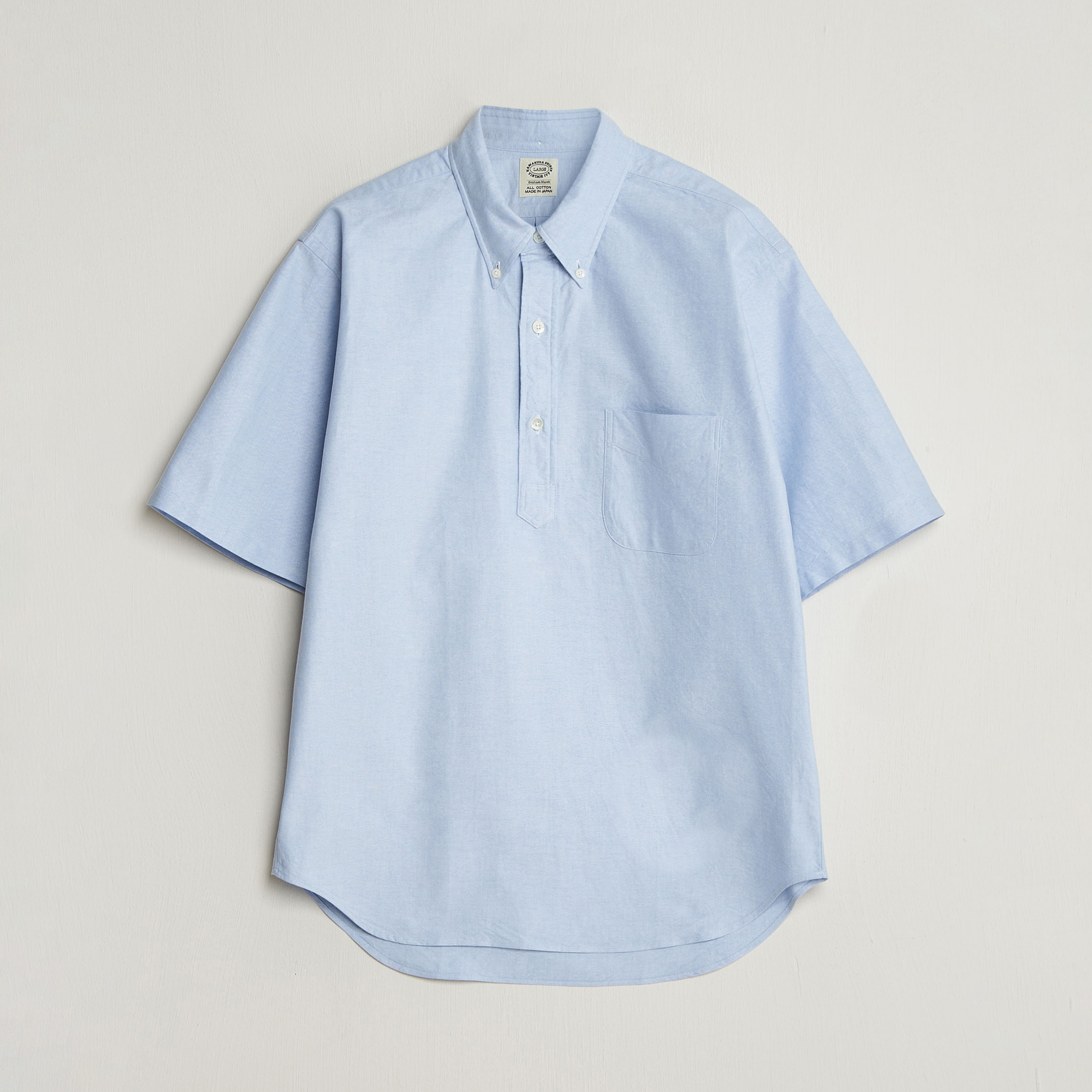 Kamakura Shirts Vintage Ivy Half Sleeve Oxford Popover Light Blue