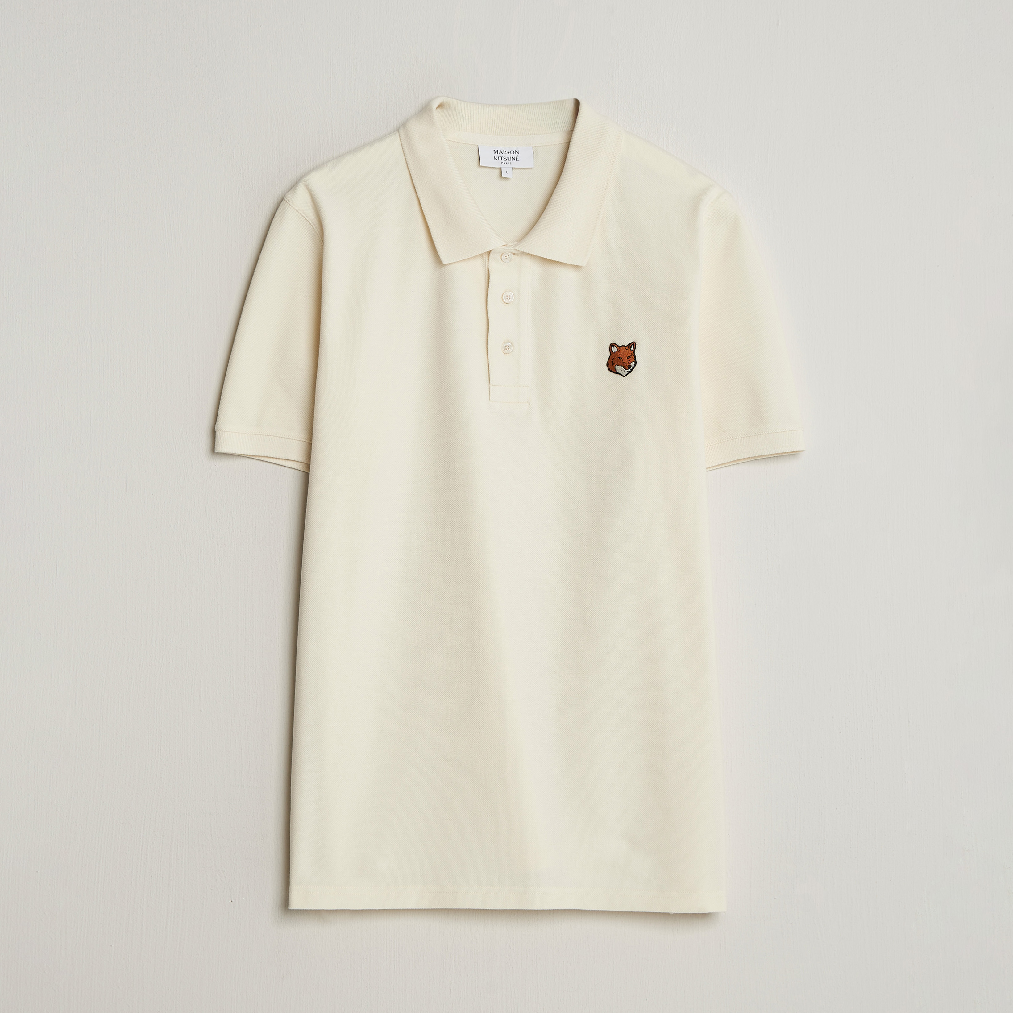 Maison Kitsuné Fox Head Polo Noble Beige at CareOfCarl.com