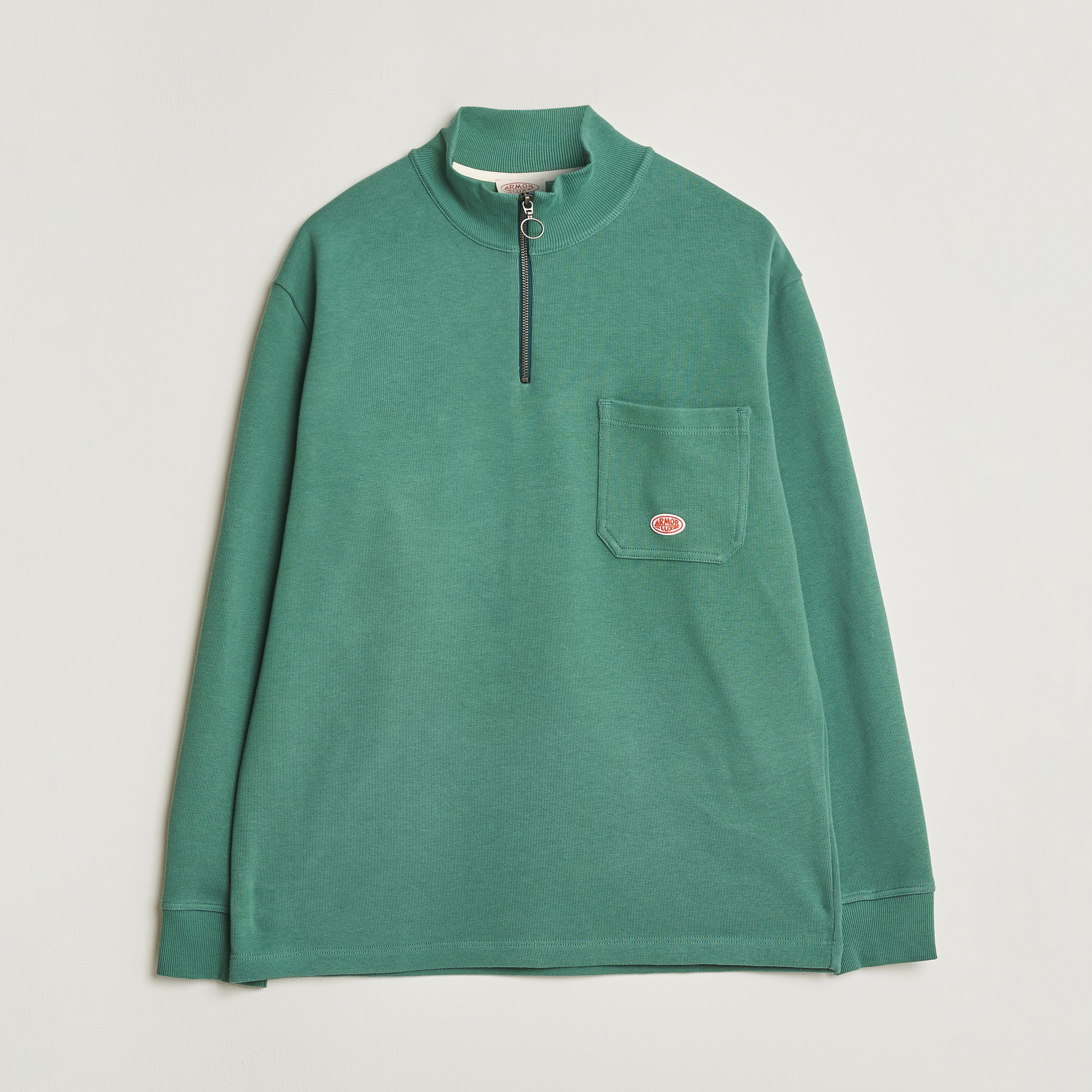 マロン Armor-lux Camionneur Cotton Half Zip Sweater Dark Ivy at