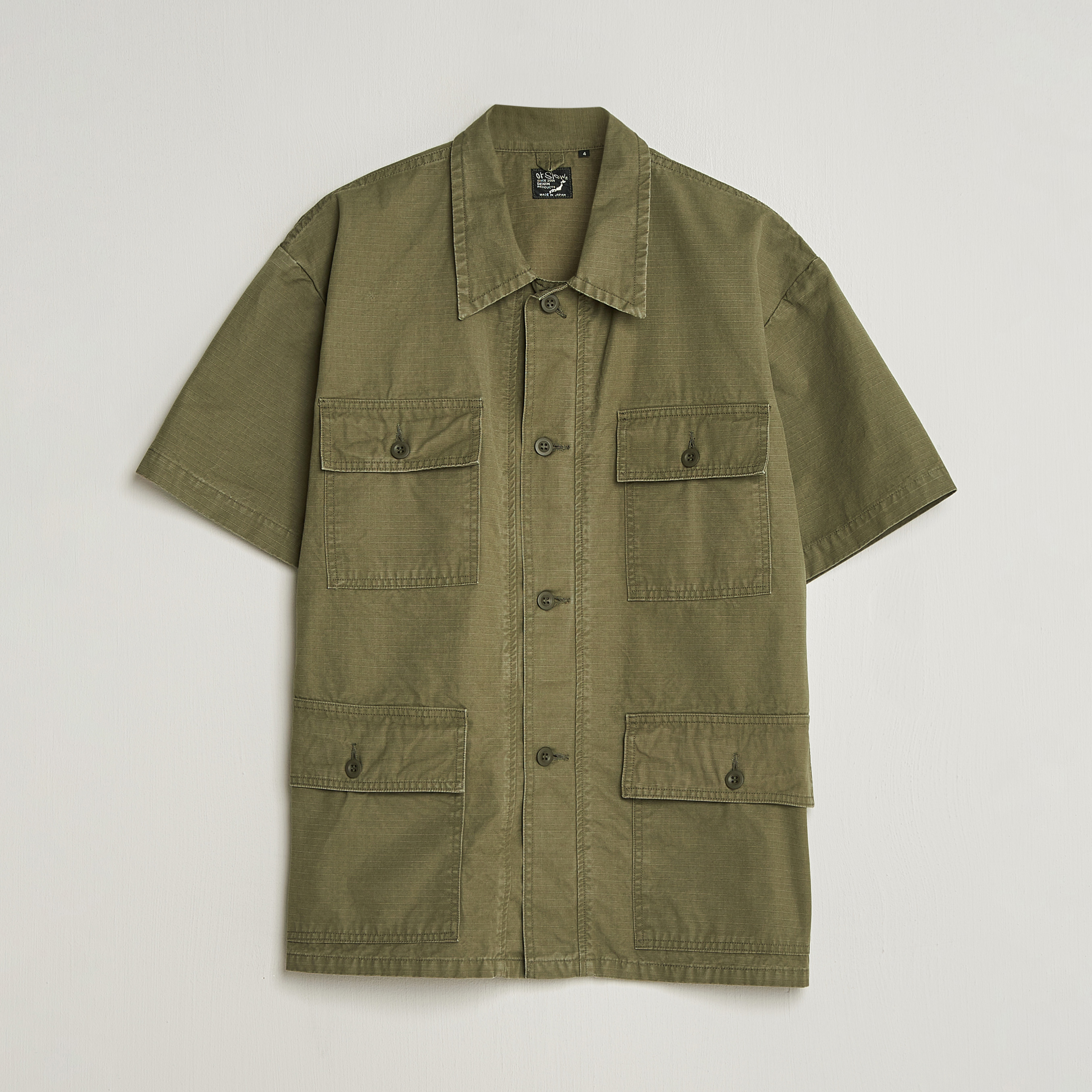 orSlow Short Sleeve Utility Shirt Army Green at CareOfCarl.com
