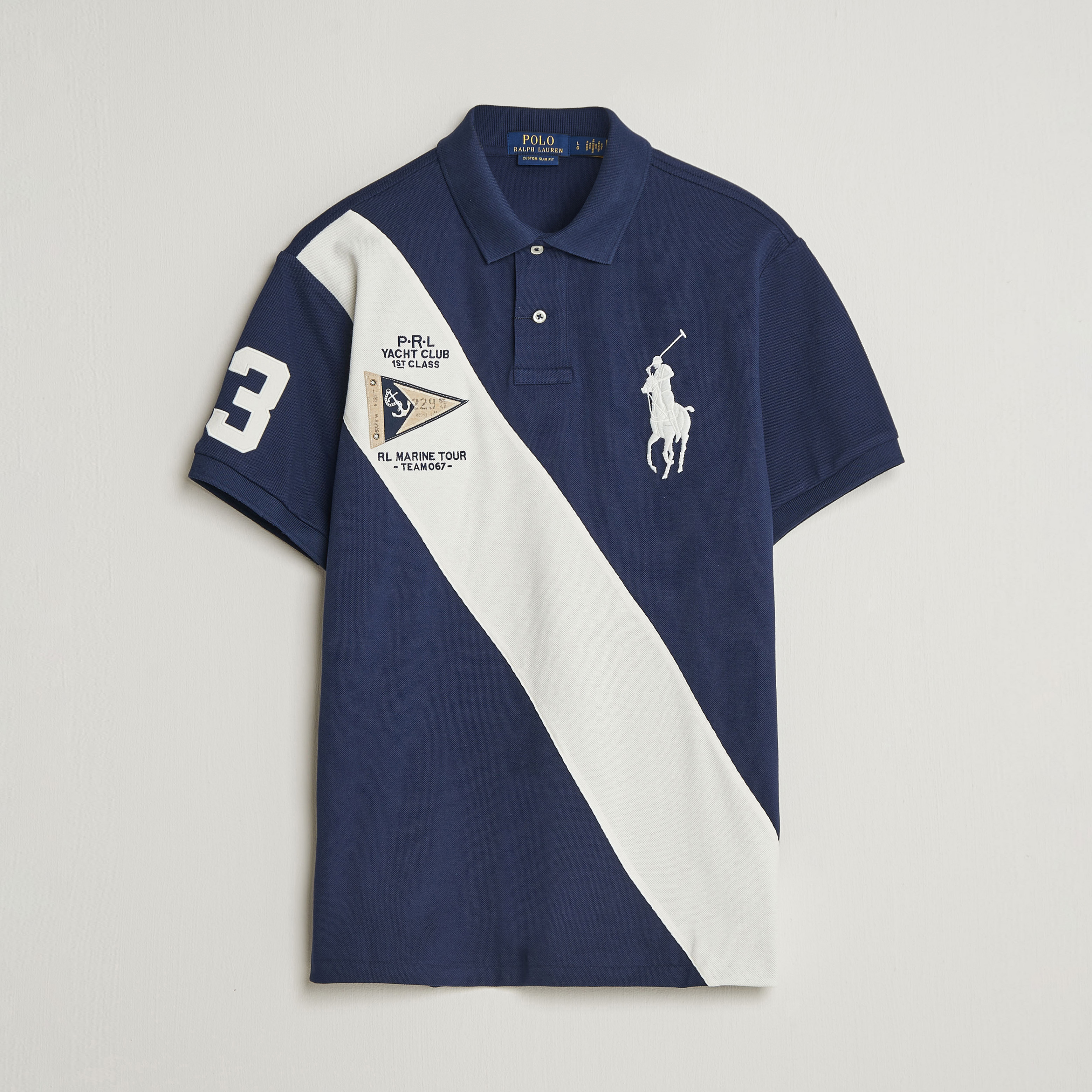 Polo Ralph Lauren Custom Slim Diagonal Stipe Polo Newport Navy