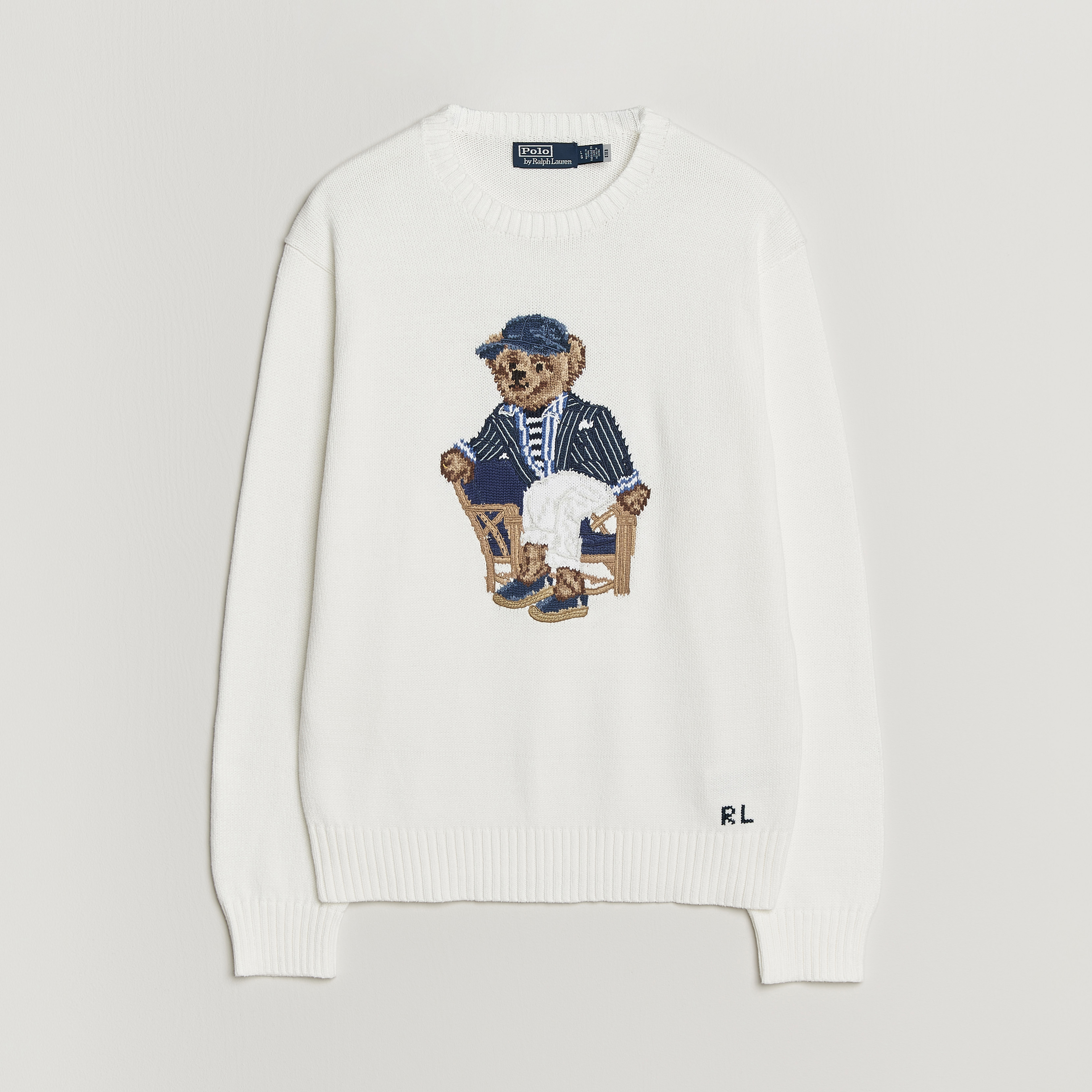 Polo Ralph Lauren Newport Bear Cotton/Linen Sweater Deckwash White