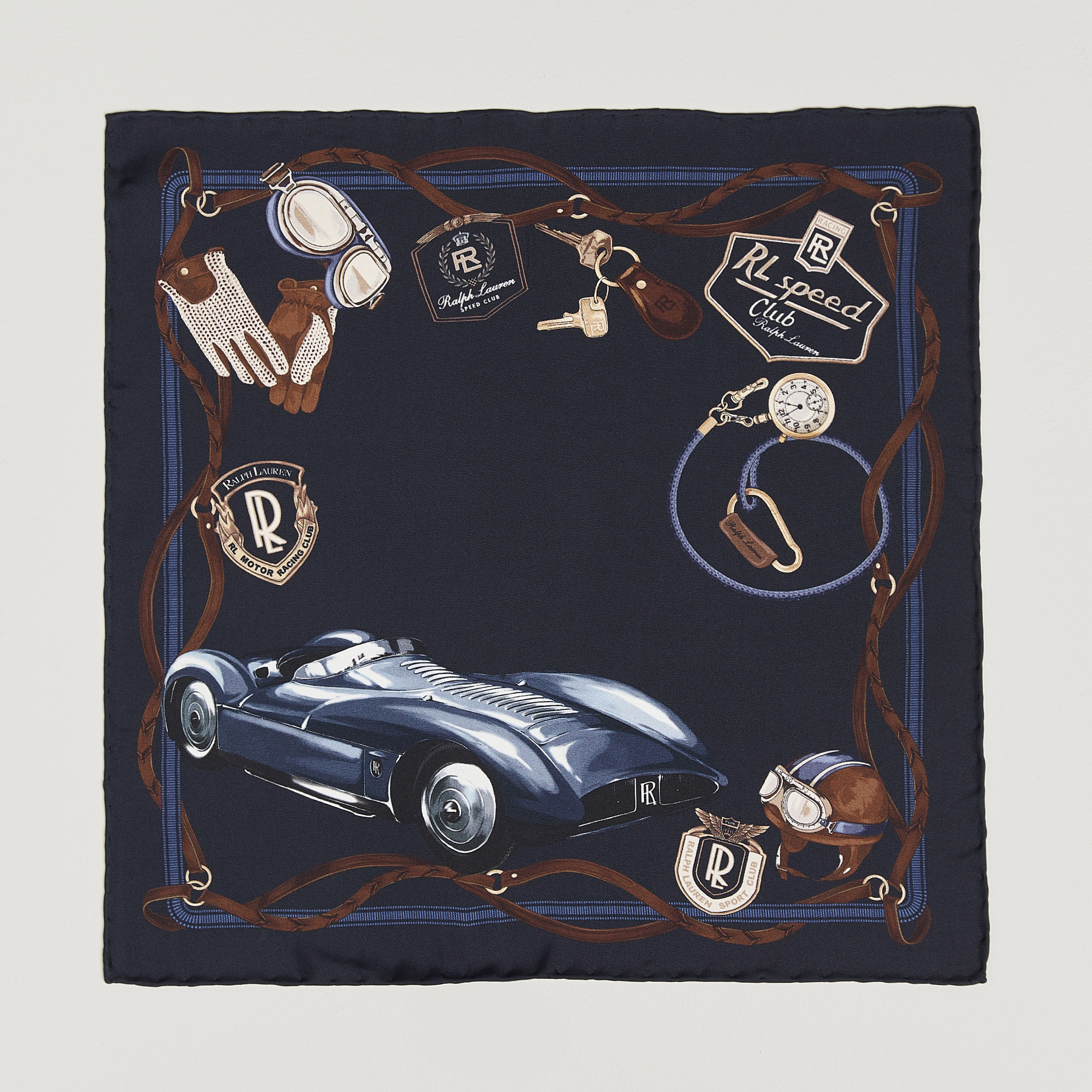 Ralph Lauren Purple Label Speed Club Silk Pocket Square Navy – Blue