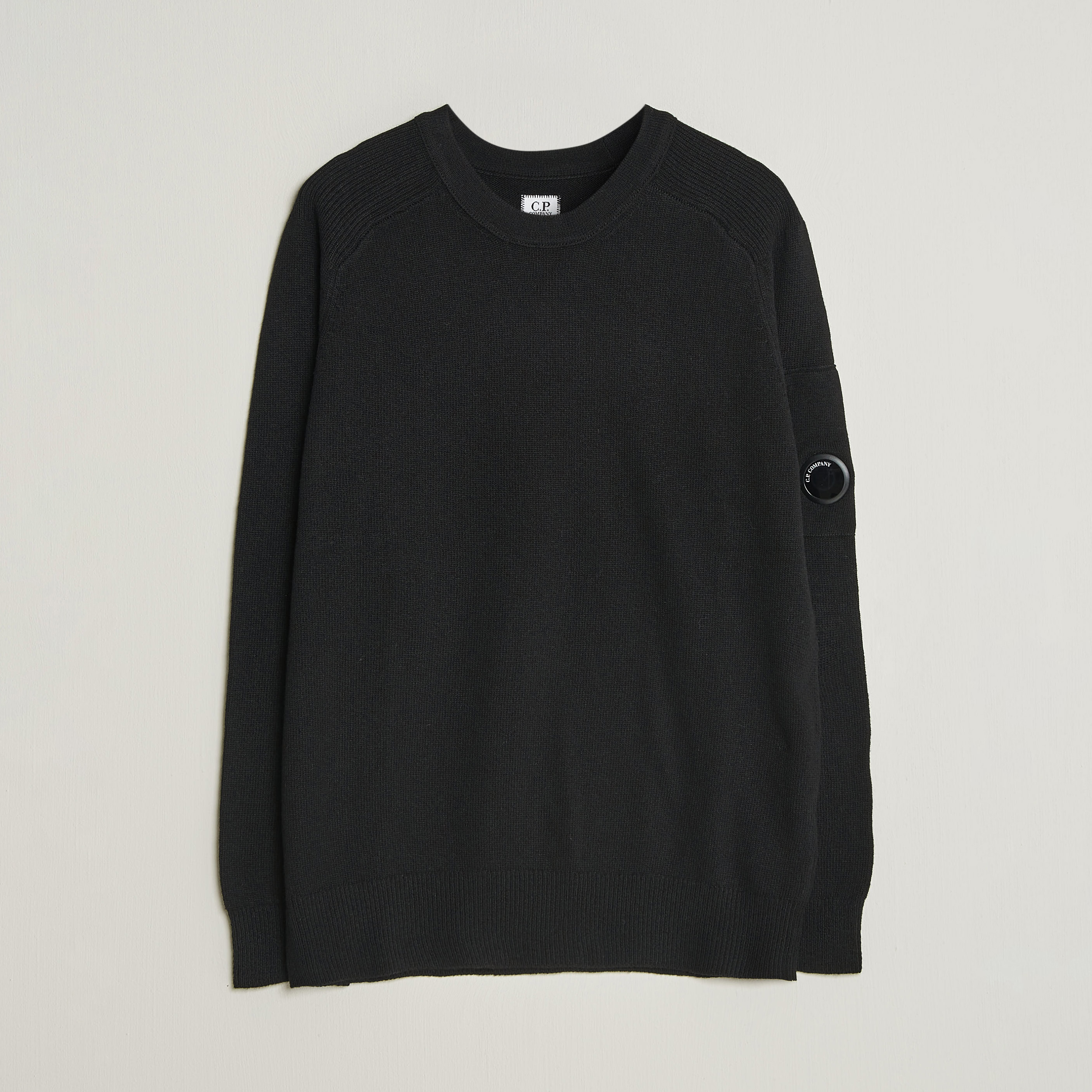  C.P. Company Knitted Lambswool Crew Neck Black – Black