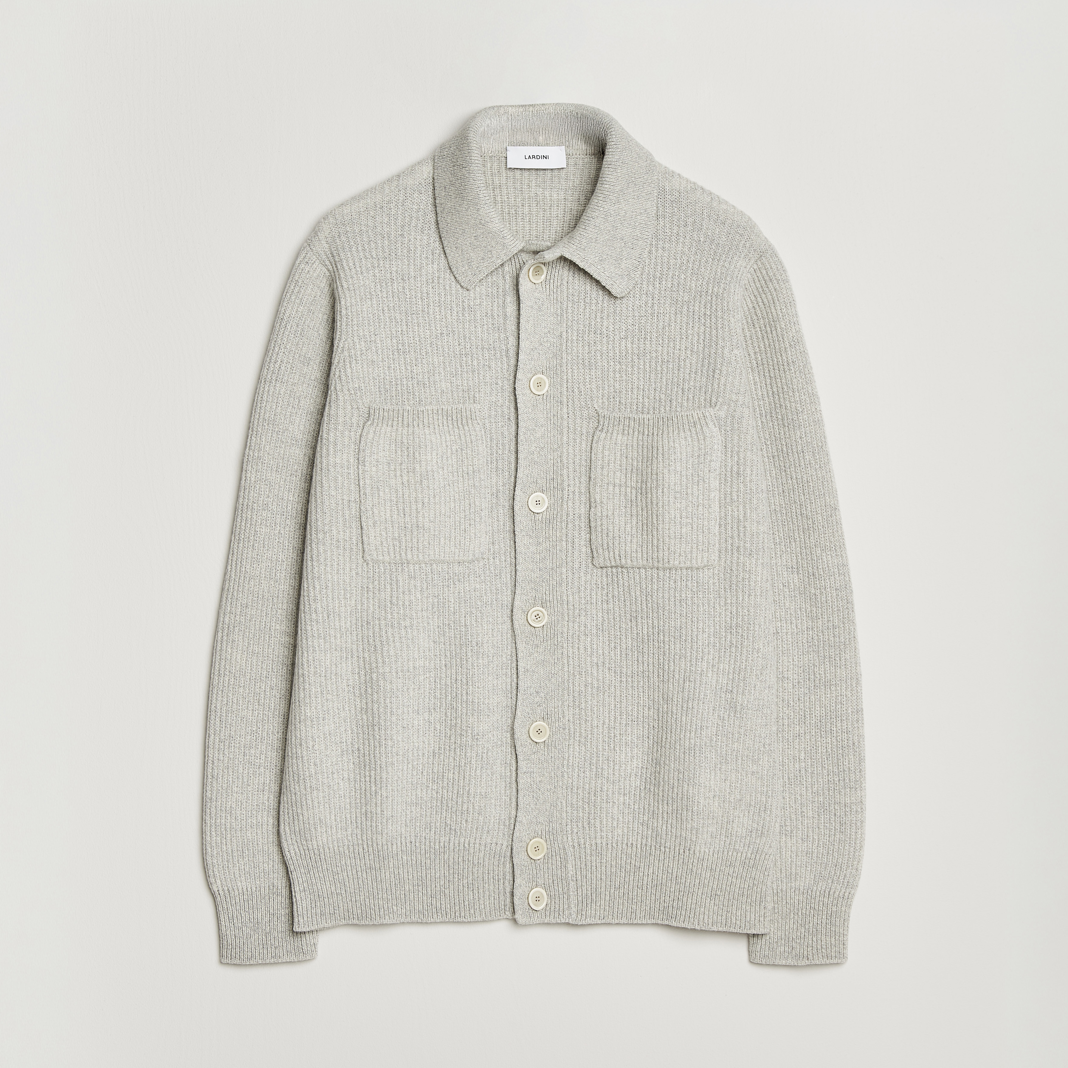 Lardini Heavy Knitted Cardigan Light Grey at CareOfCarl.com