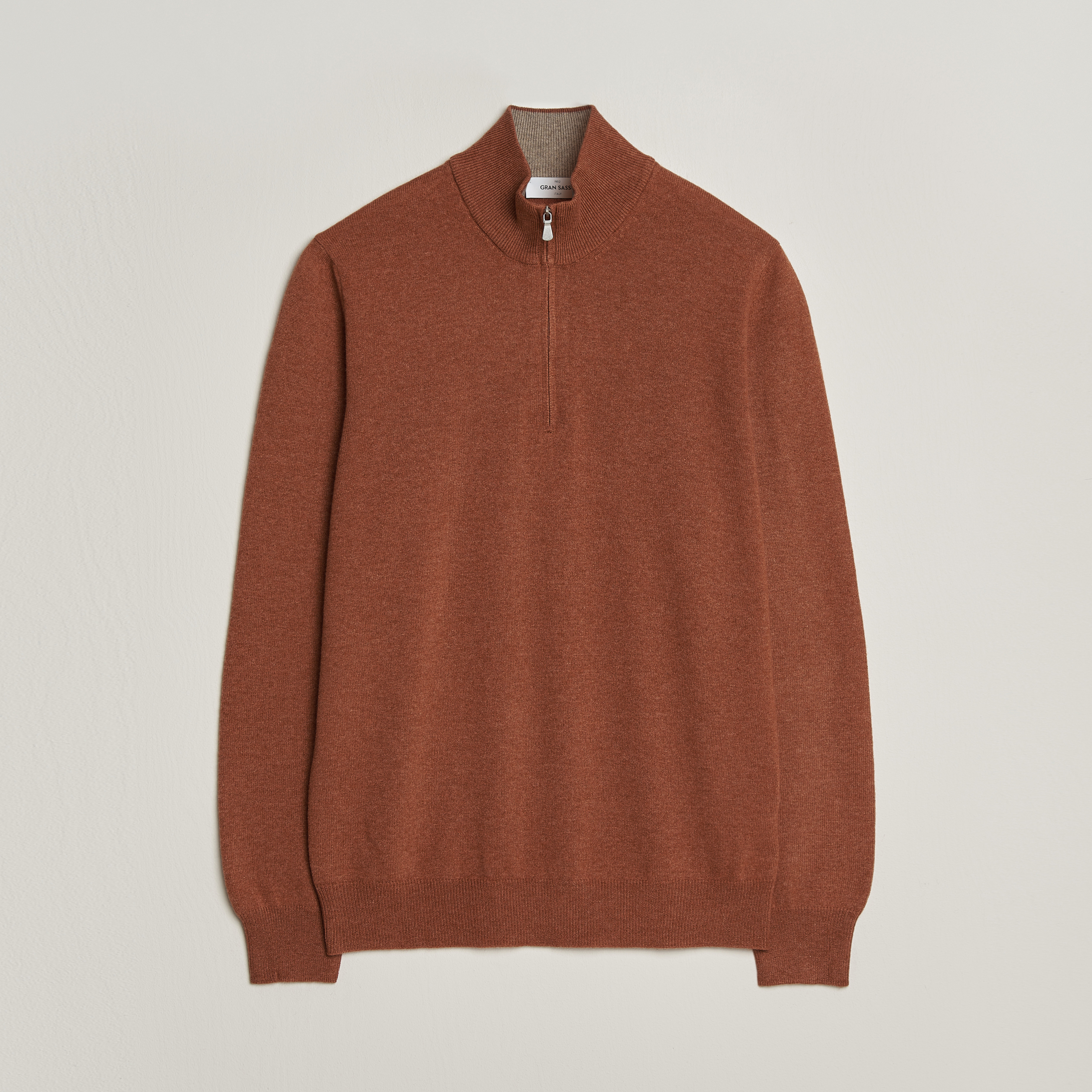 Gran Sasso Wool/Cashmere Half Zip Rust Orange at CareOfCarl.com