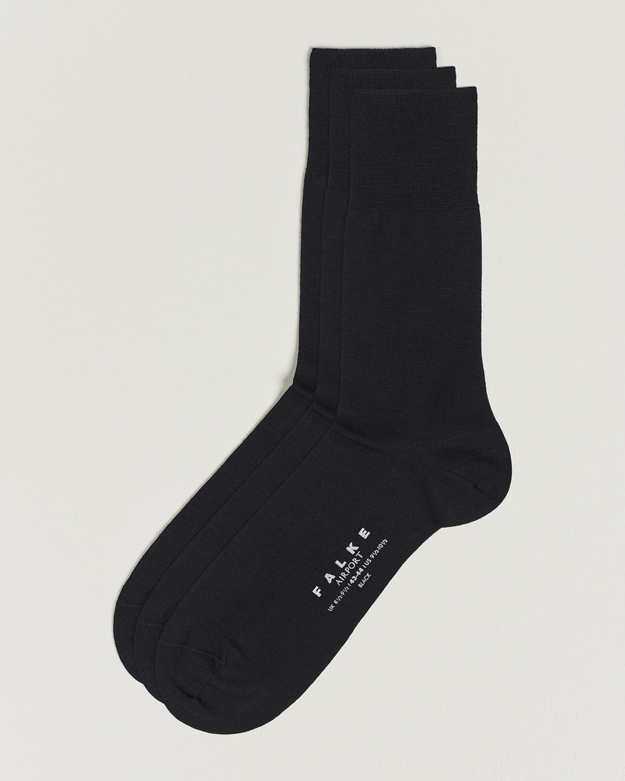 Falke 3-Pack Airport Socks Black – Black