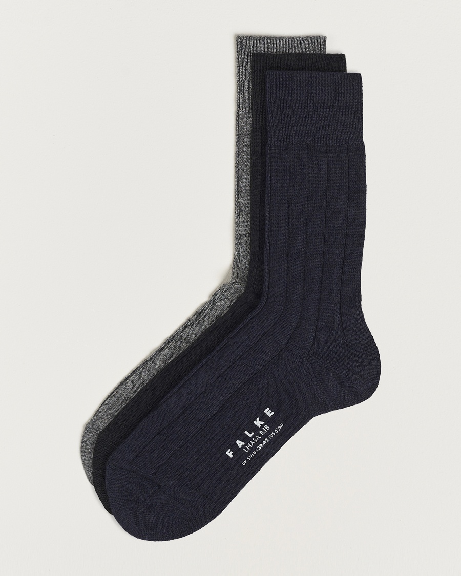 Falke 3-Pack Lhasa Cashmere Socks Black/Dark Navy/Light Grey – Black