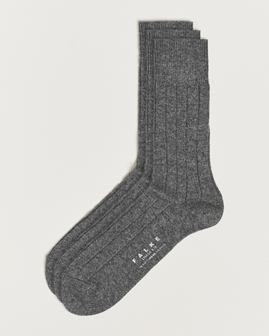 Men | Wardrobe Basics | Falke | 3-Pack Lhasa Cashmere Socks Light Grey