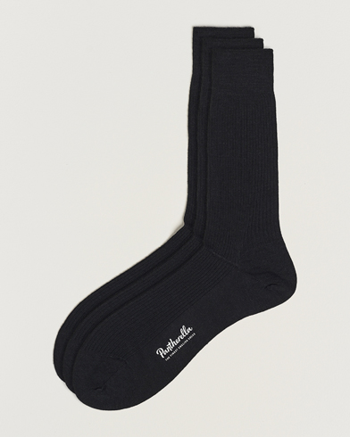 Men | Socks | Pantherella | 3-Pack Naish Merino/Nylon Sock Black