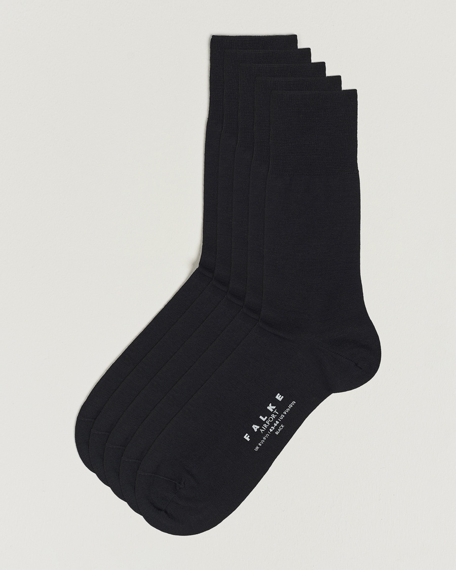 Falke 5-Pack Airport Socks Black – Black