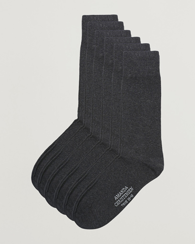Men | Departments | Amanda Christensen | 6-Pack True Cotton Socks Antrachite Melange