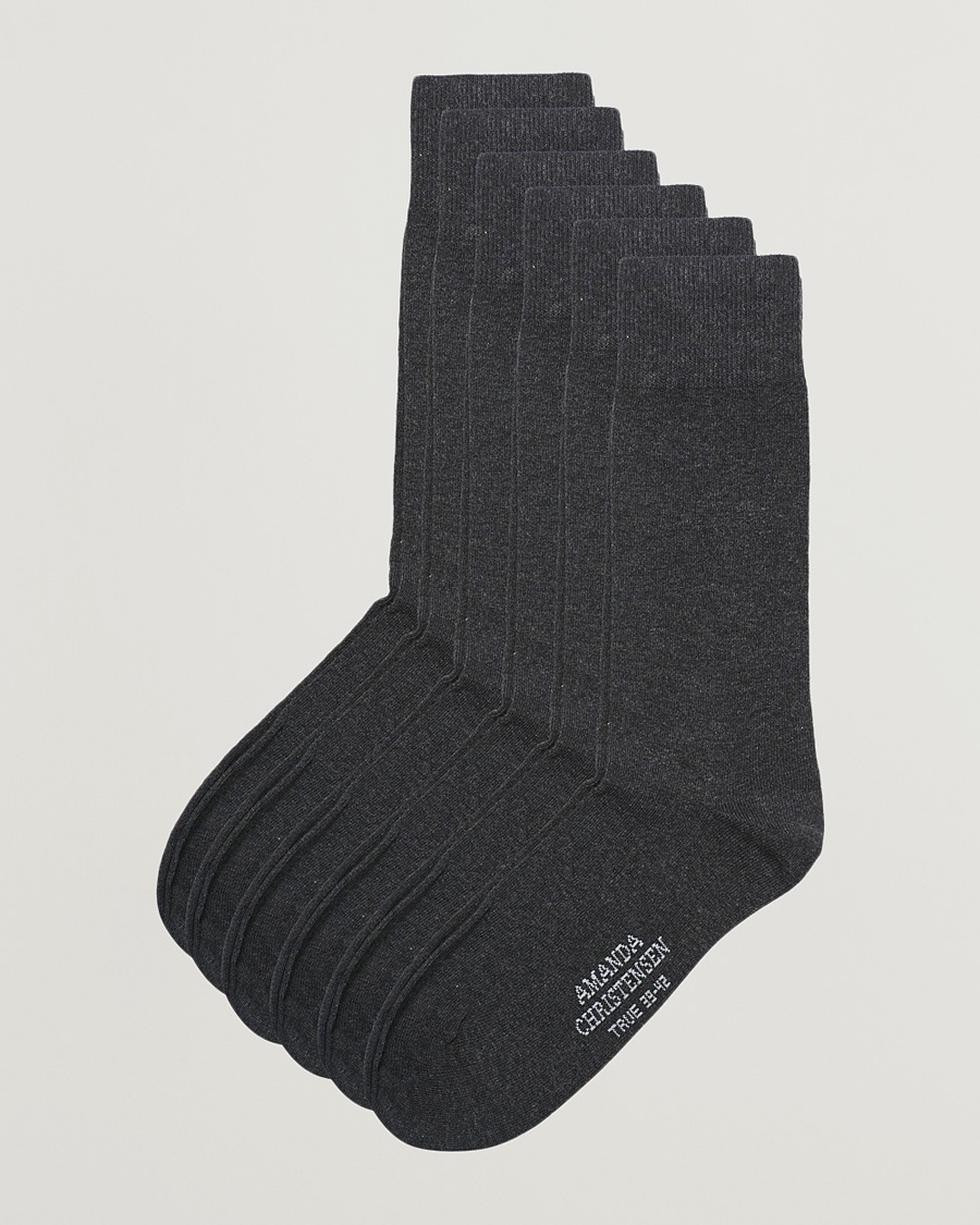 Amanda Christensen 6-Pack True Cotton Socks Antrachite Melange – Grey