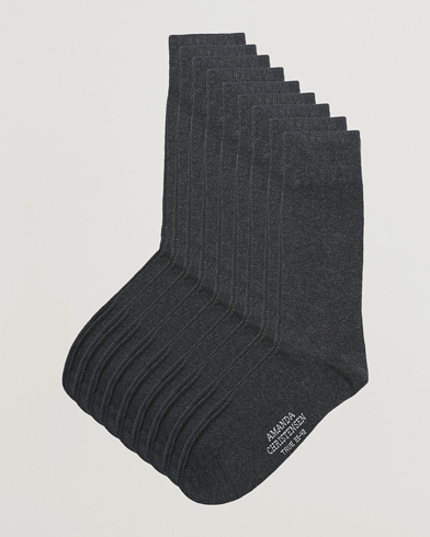 Men | Amanda Christensen | Amanda Christensen | 9-Pack True Cotton Socks Antrachite Melange