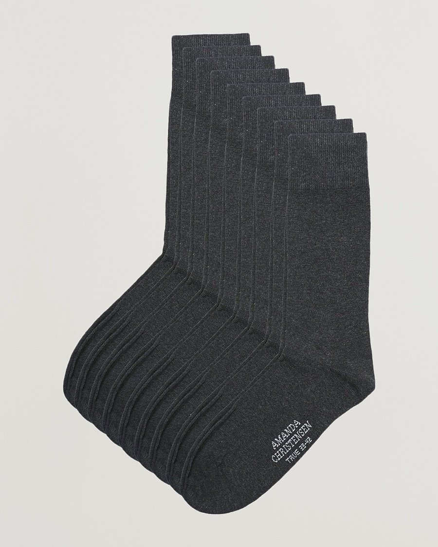 Amanda Christensen 9-Pack True Cotton Socks Antrachite Melange – Grey