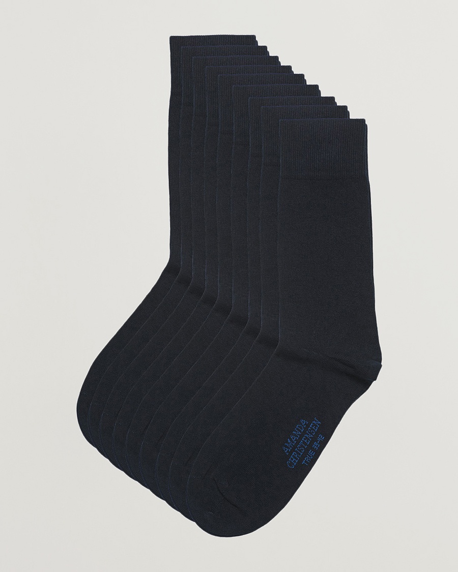 Amanda Christensen 9-Pack True Cotton Socks Dark Navy – Blue