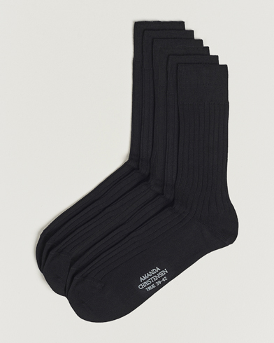 Men |  | Amanda Christensen | 6-Pack True Cotton Ribbed Socks Black