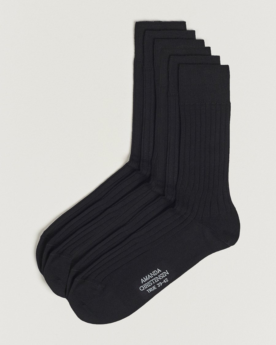 6-Pack True Cotton Ribbed Socks Black