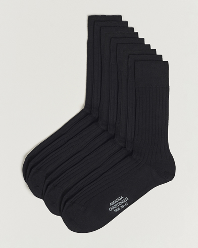 Men |  | Amanda Christensen | 9-Pack True Cotton Ribbed Socks Black