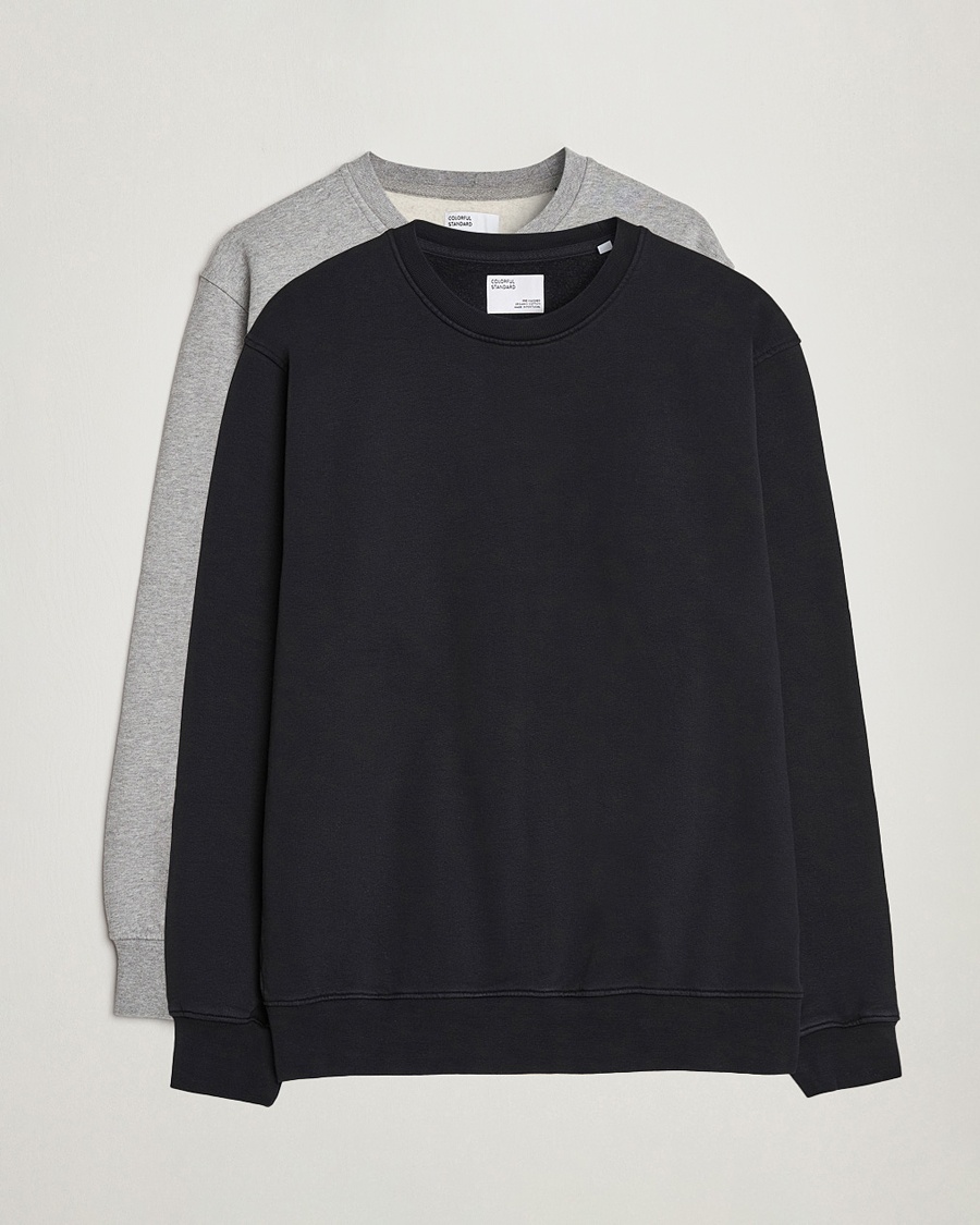 2-Pack Classic Organic Crew Neck Sweat Heather Grey/Deep Black – Black