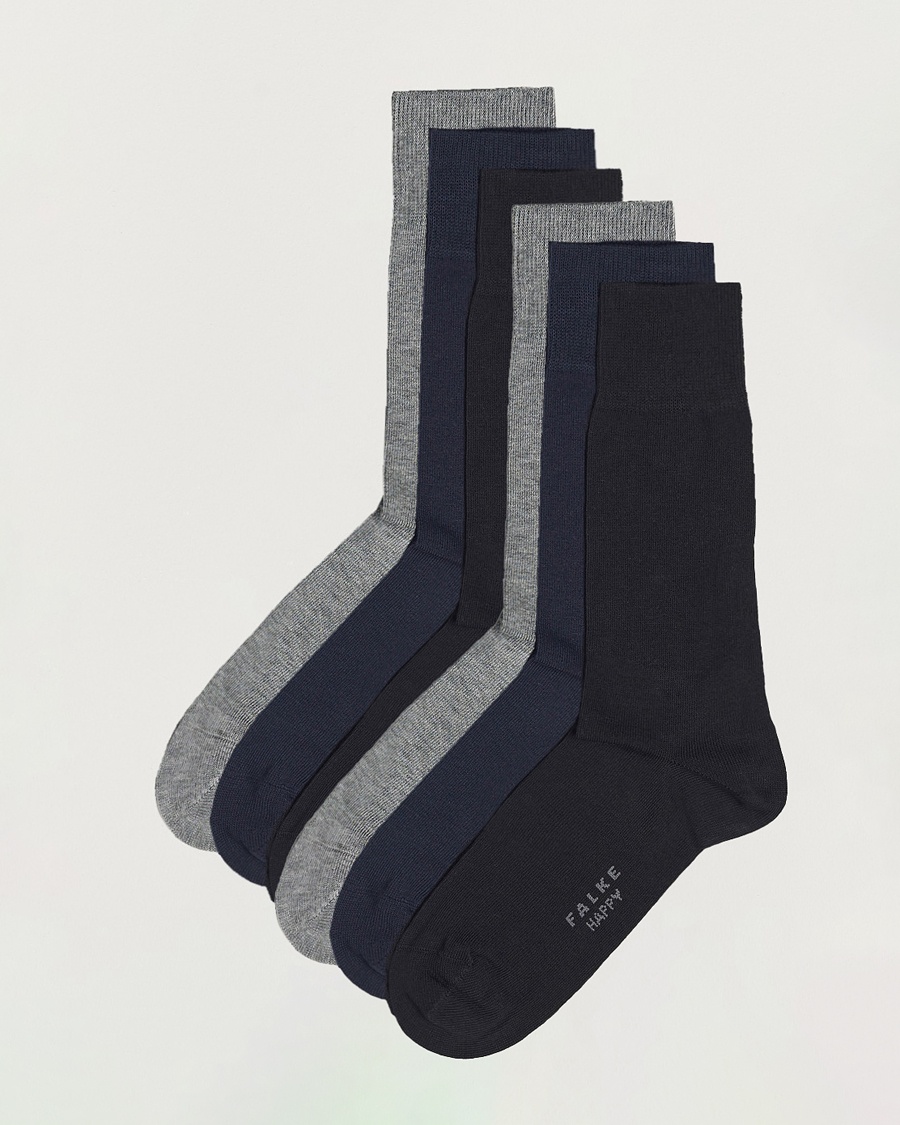 Falke 6-pack Happy Cotton Socks Black/Navy/Light Grey – Black