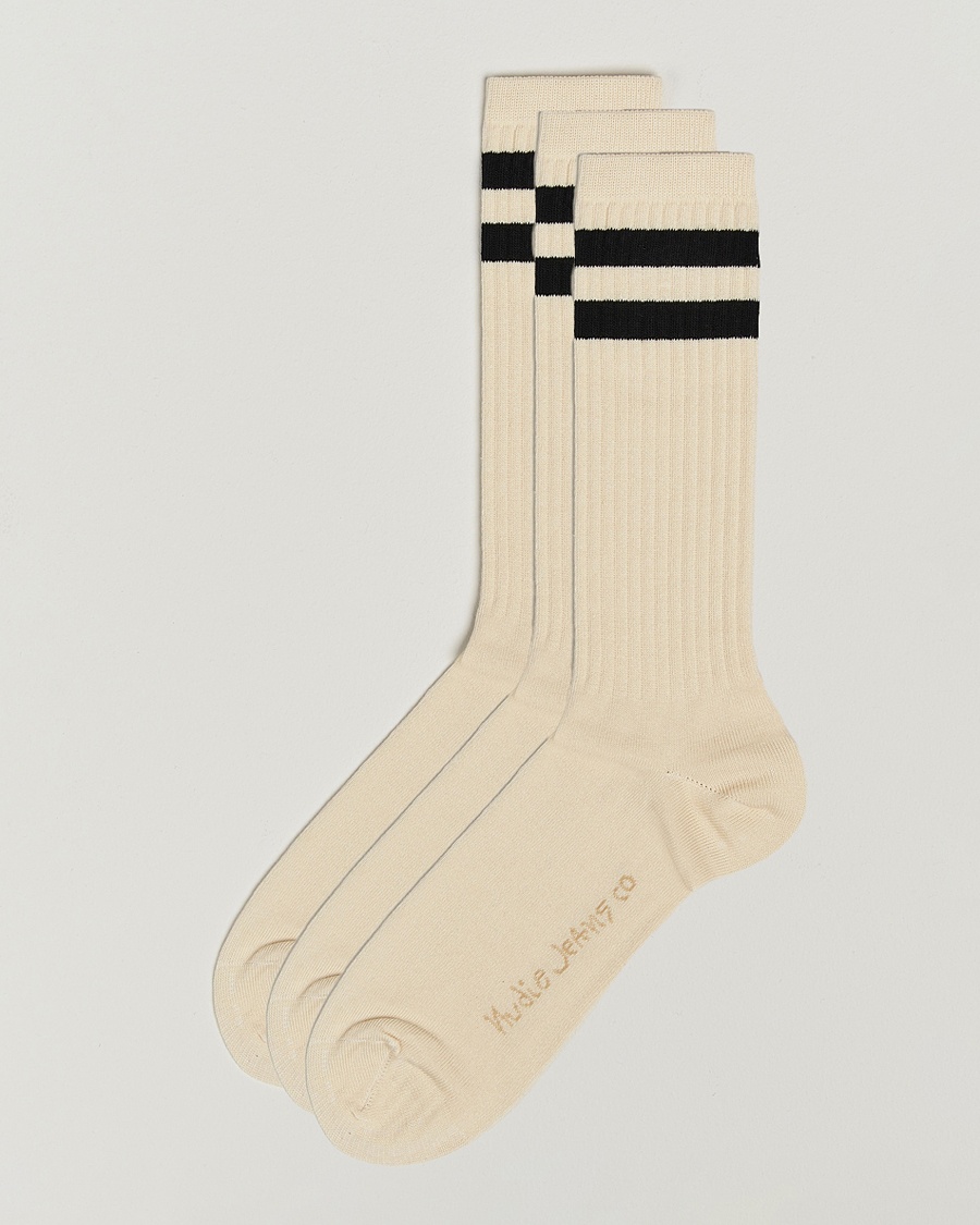 Nudie Jeans 3-pack Amundsson Tennis Socks Off White/Black – White