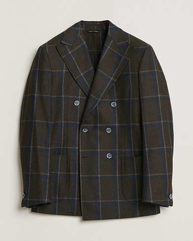 RING JACKET ブラウングレンチェックジャケットサイズ48 Ring Jacket Checked Wool Blazer Brown 50 at CareOfCarl.com