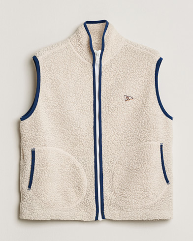 Pre-owned Drake's Zip Through Fleece Vest Ecru S – White