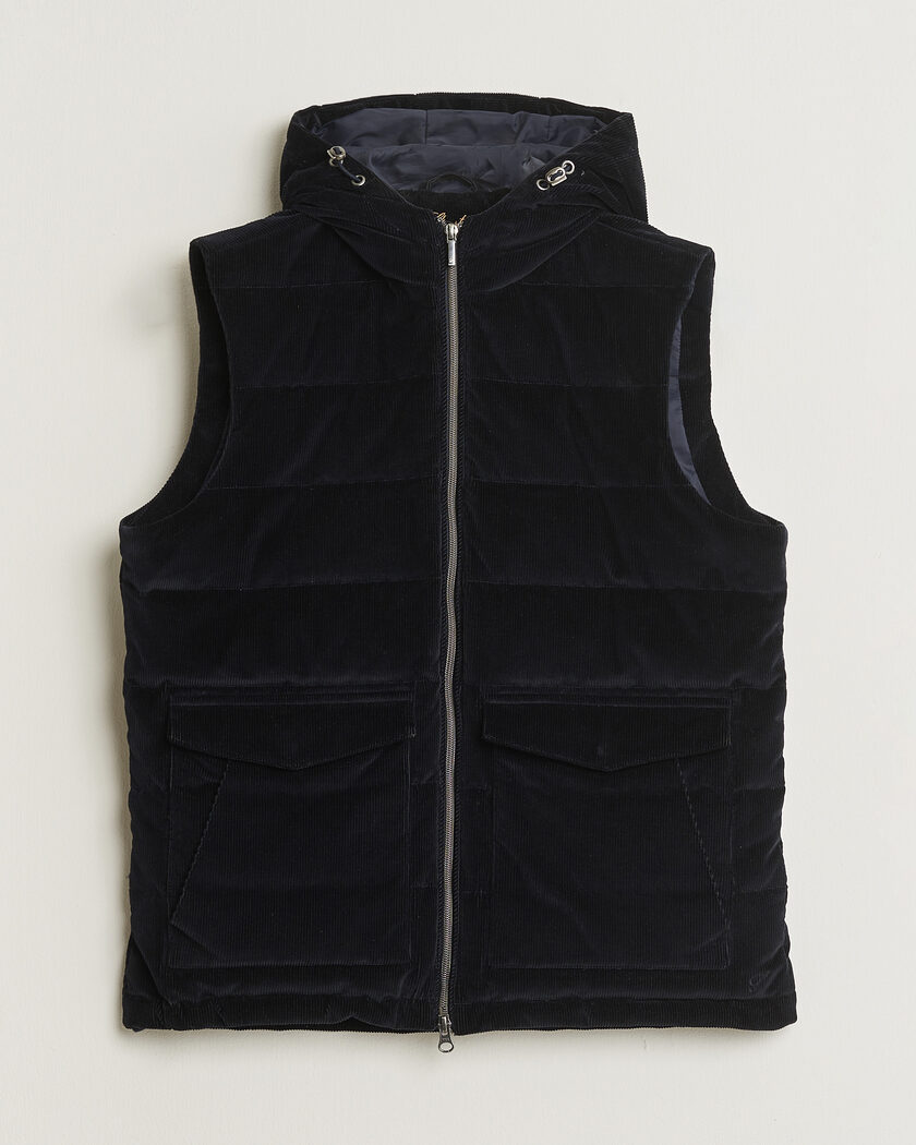 Pre-owned Stenströms Hooded Corduroy Vest Navy M – Blue