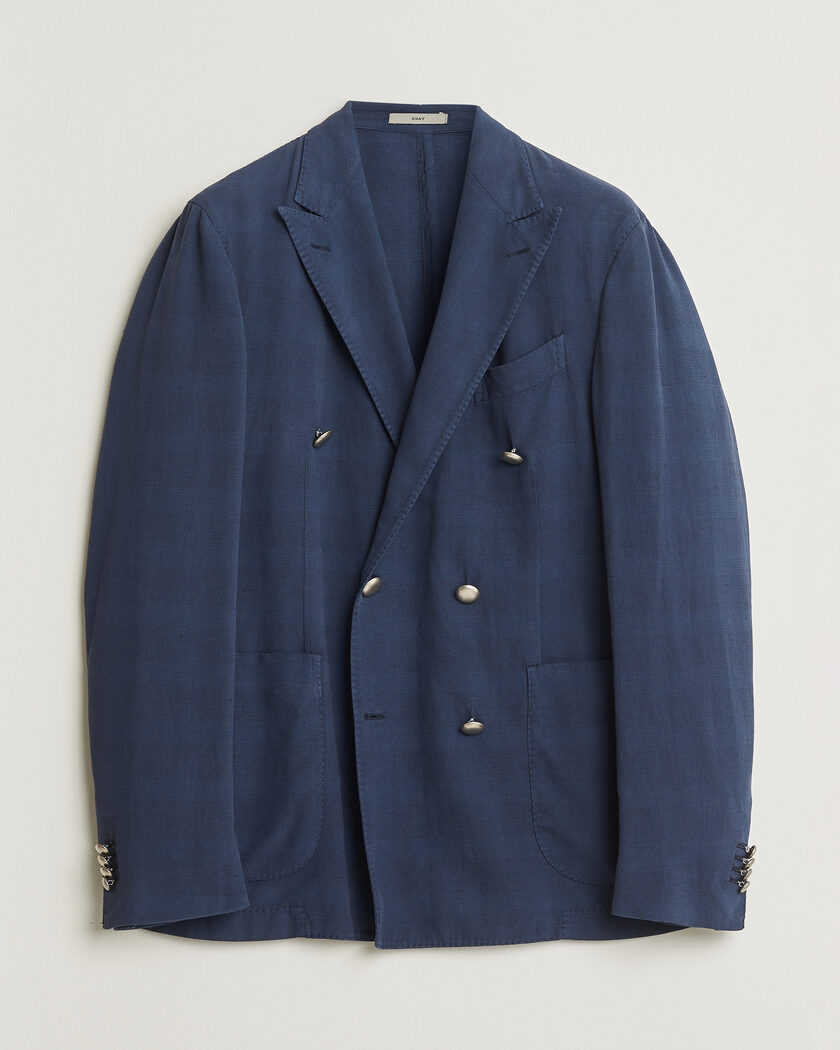 Pre-owned Boglioli Coat Double Breasted Silk Blend Blazer Navy 50 – Blue