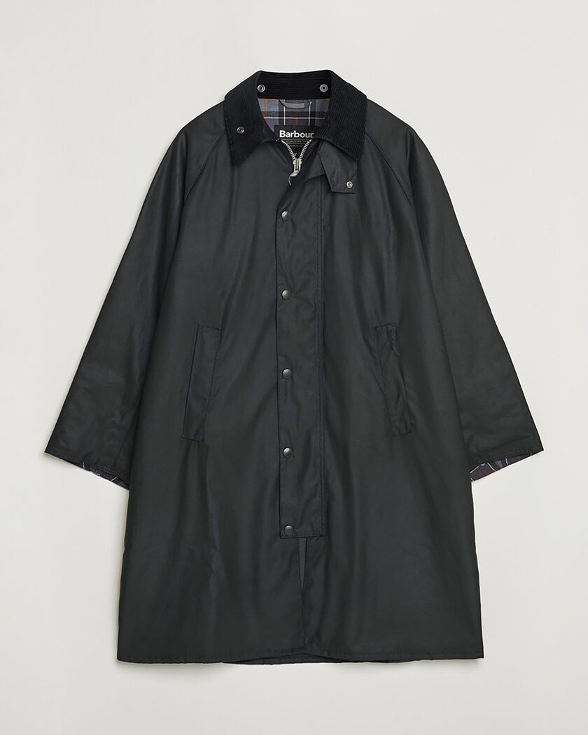 Pre-owned Barbour Heritage Modfied Exmoore Wax Coat Black UK38 - EU48 – Black
