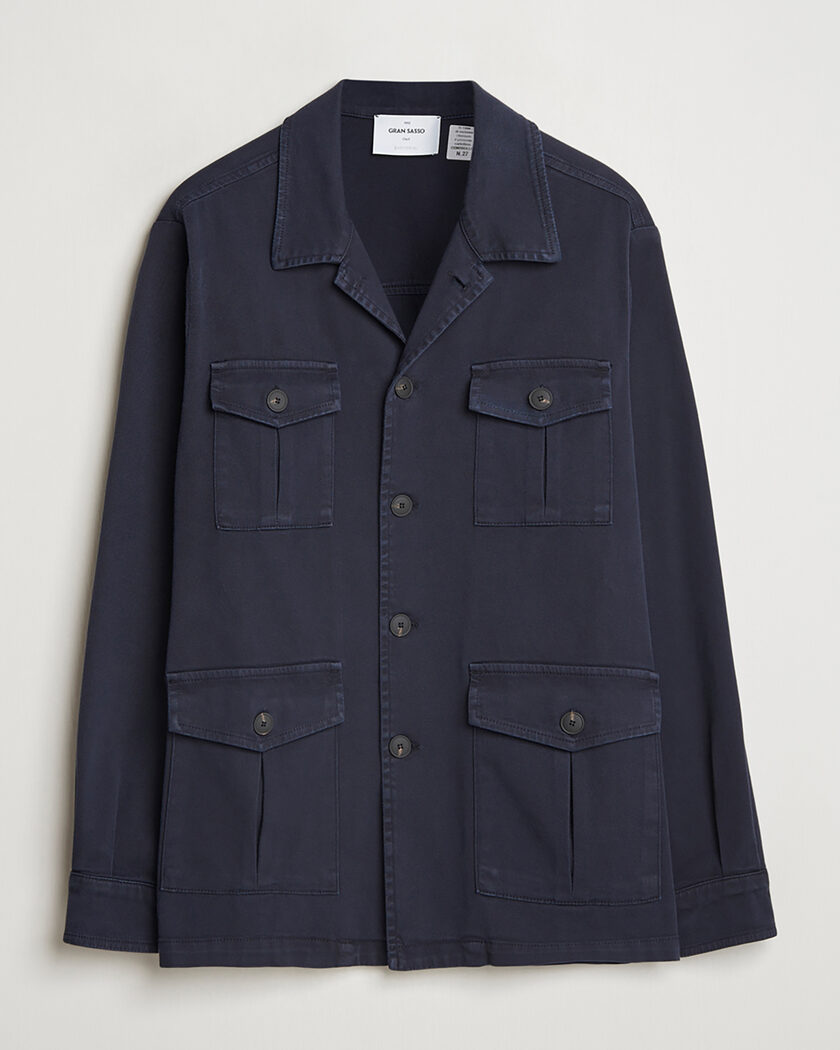 Pre-owned Gran Sasso Cotton Twill Safari Jacket Navy 50 – Blue