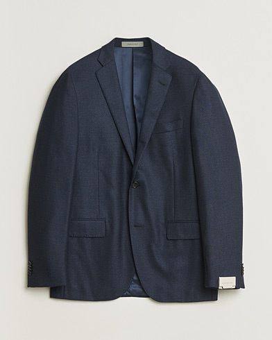 Corneliani Wool Hopsack Blazer Navy 48 at CareOfCarl.com