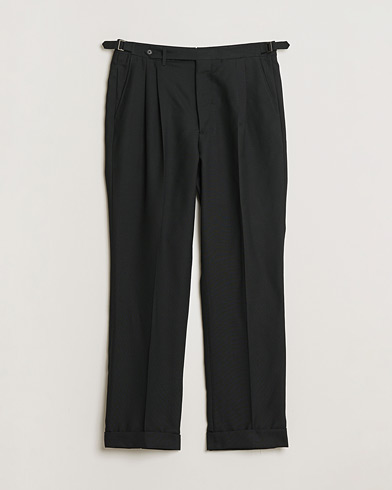 Pre-owned Berg&Berg High Waisted Double Pleated Wool Trousers Black 52 – Black
