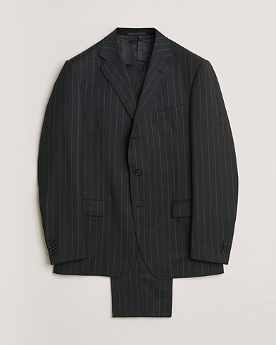 Pre-owned Caruso Pinstripe Wool Suit Black 52 – Black