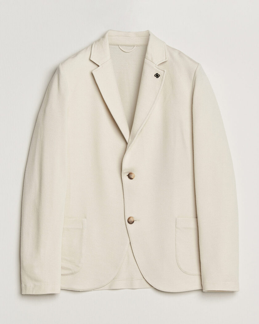 Pre-owned Gran Sasso Wool Knitted Blazer Cream 50 – White