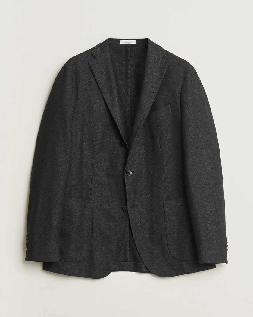 Pre-owned Boglioli K Jacket Flannel Wool Blazer Charcoal 50 – Black