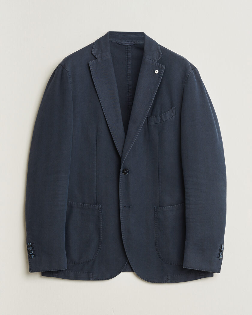 Pre-owned L.B.M. 1911 Jack Cotton Herringbone Blazer Navy 54 – Blue