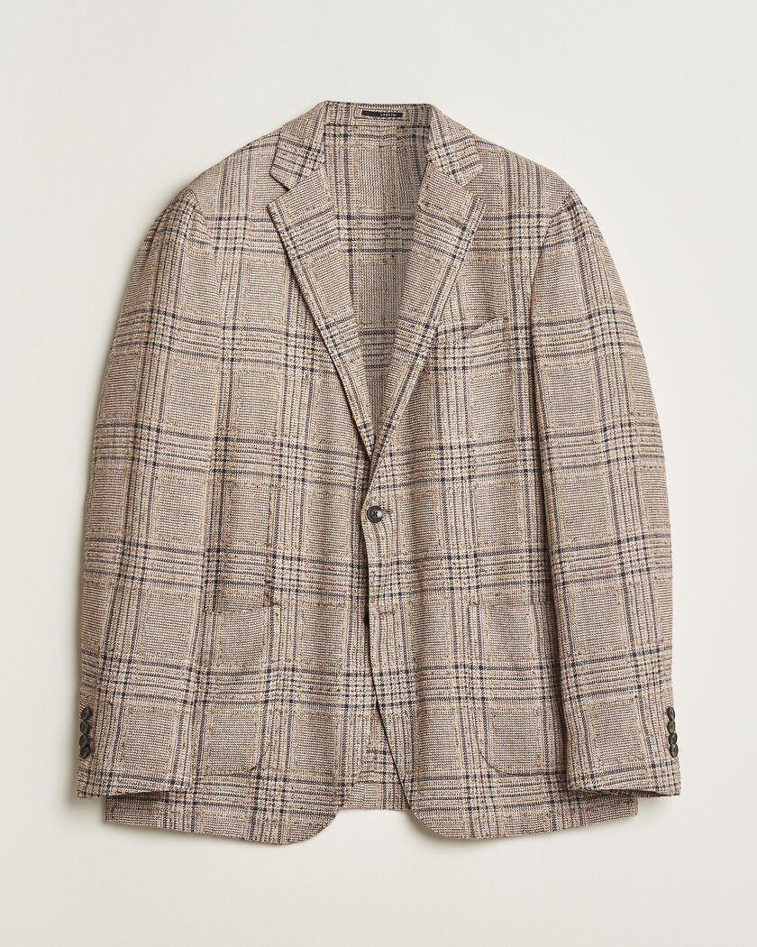 Pre-owned Lardini Silk Blend Checked Blazer Brown 54 – Brown