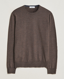 Gran Sasso Merino Fashion Fit Crew Neck Pullover Brown Melange