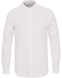  Slimline Cotton/Linen Grandad Collar Shirt White